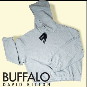 BUFFALO by David Bitton Grey Hoodie with elastic cinched waist and sleeves